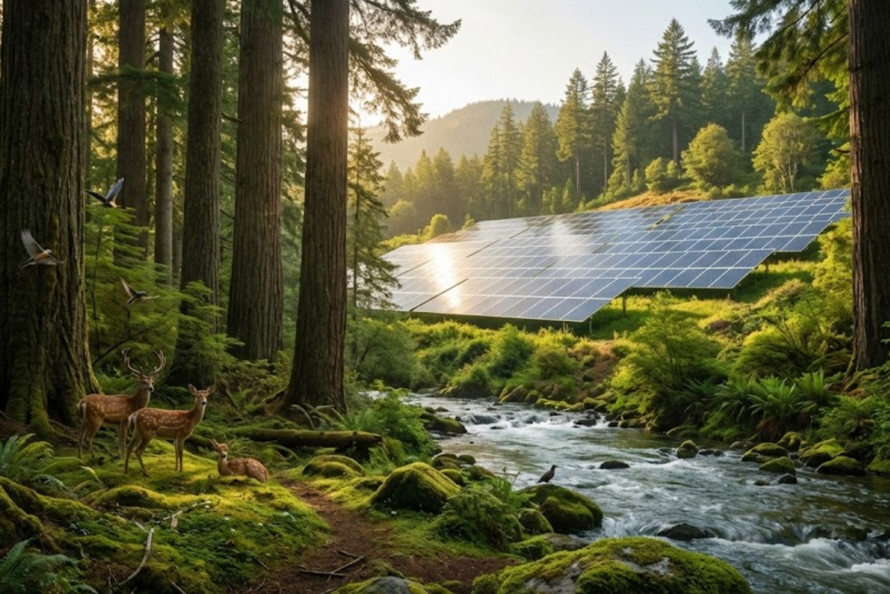 Meio ambiente em harmonia com energias renovaveis