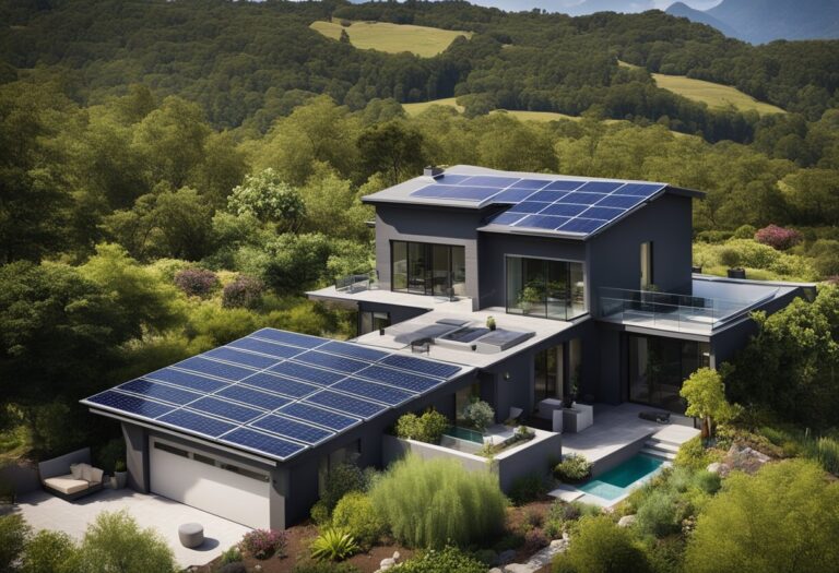 Casa de campo com painéis solares