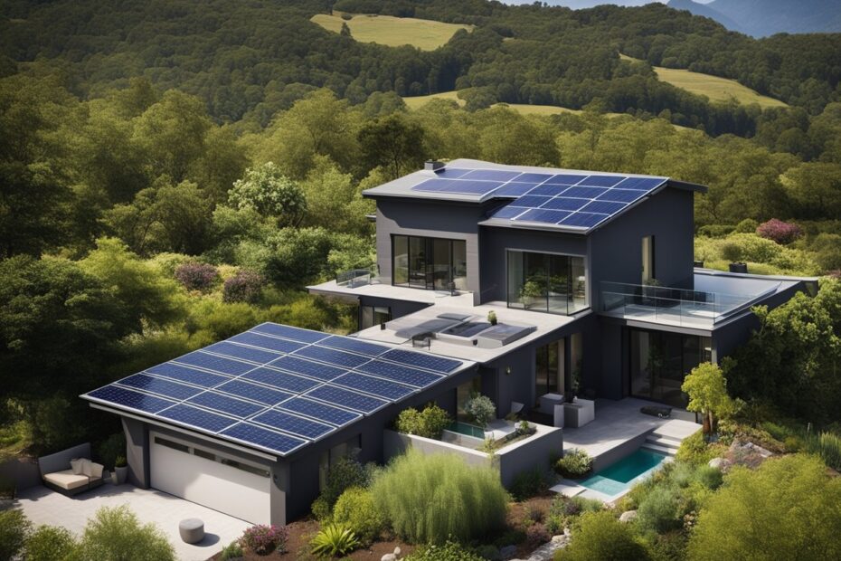 Casa de campo com painéis solares