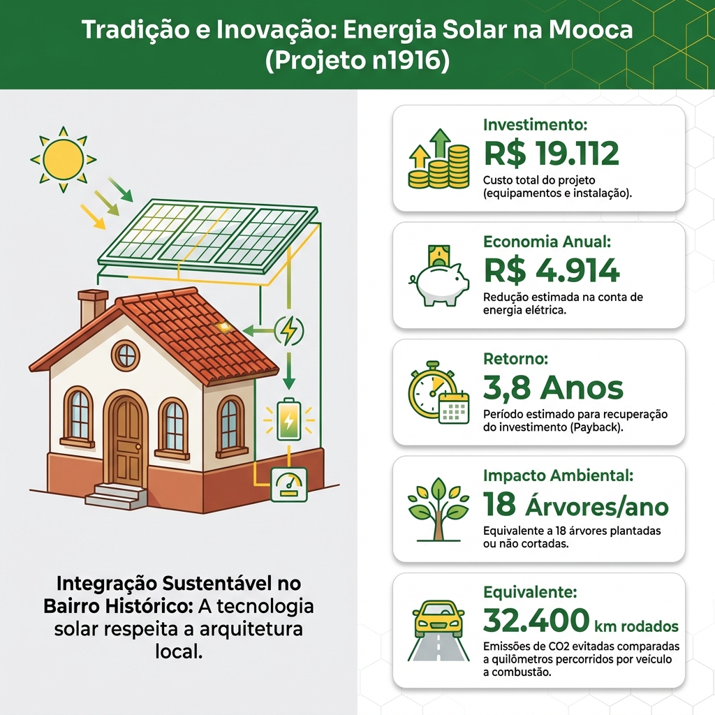 Gráfico de retorno sobre investimento do projeto solar na Mooca