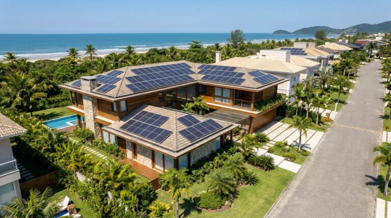 Usina solar residencial em Bertioga – SP | 18,18 kWp na Riviera de São Lourenço