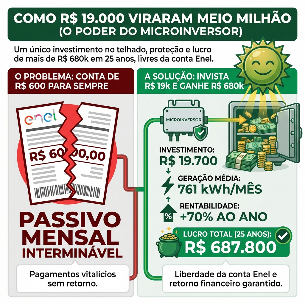 Infográfico ilustrando a enorme economia projetada com a energia solar em São Paulo