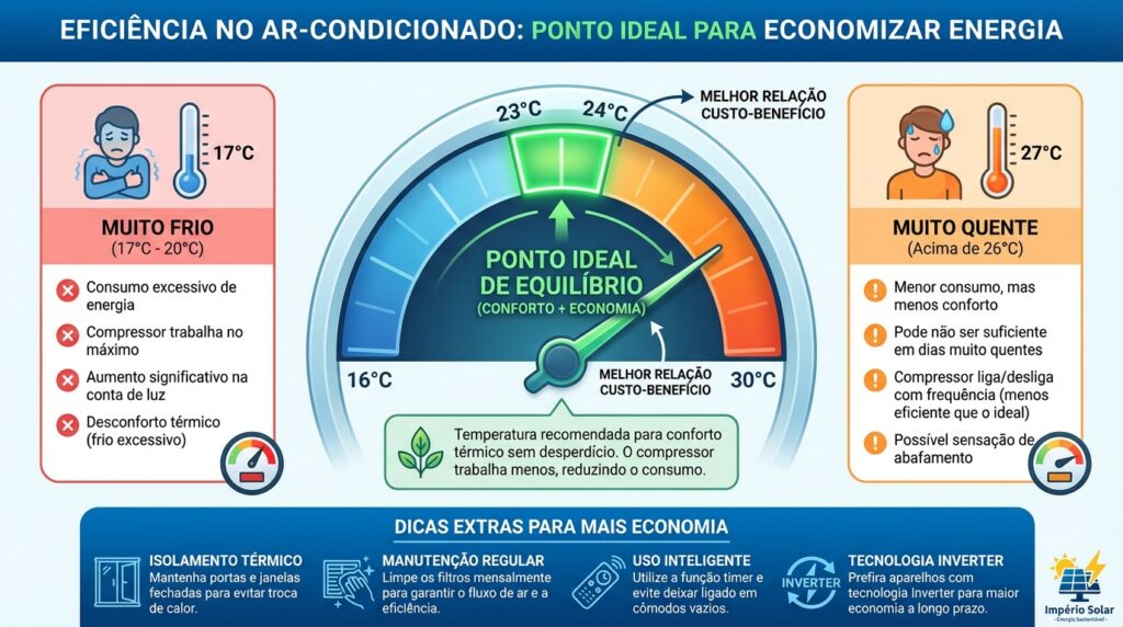 Infográfico sobre energia solar - Temperatura ideal ar condicionado