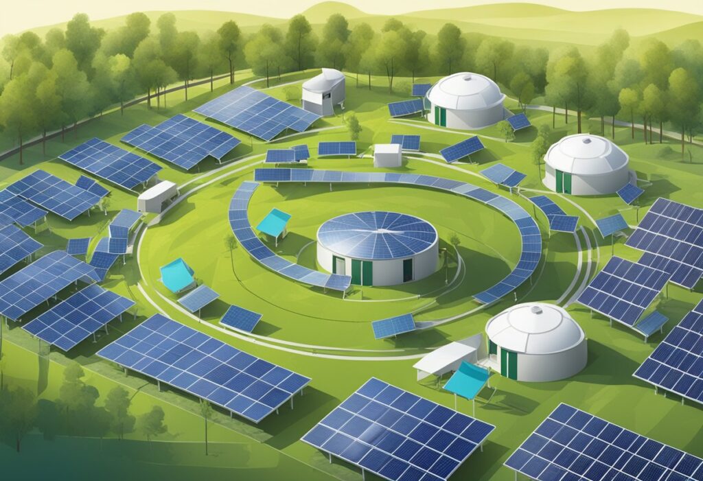 Uma economia circular na indústria solar: painéis solares sendo reciclados e reaproveitados, reduzindo o desperdício e o impacto ambiental