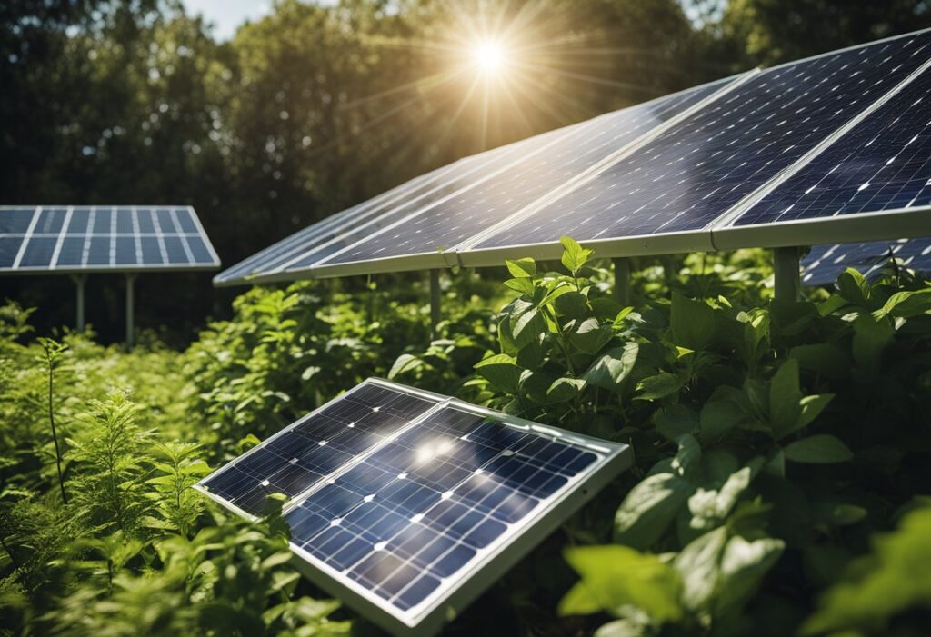 Um conjunto de painéis solares brilha sob o sol forte, cercado por uma vegetação exuberante. Energia limpa e sustentabilidade ganham destaque neste cenário pacífico e lucrativo
Onde a Energia solar é um Investimento seguro lucrativo.