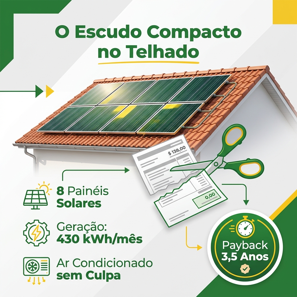 Infográfico ilustrando a capacidade de geração do sistema na Vila Alexandria