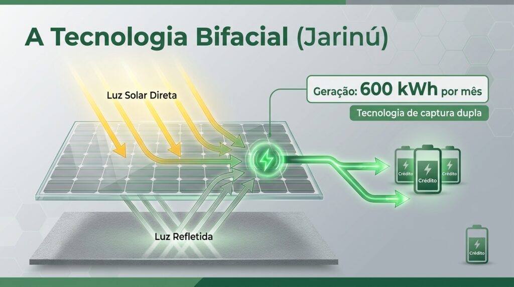 Infográfico ilustrando a capacidade insana de geração do sistema em Jarinú