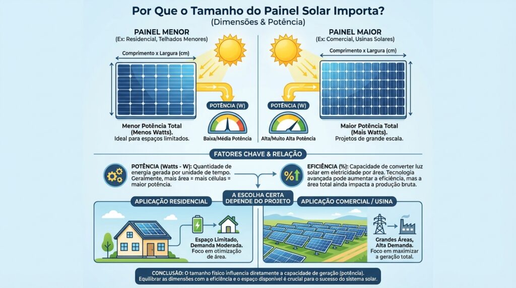 Infográfico sobre energia solar - Tudo sobre o Tamanho dos Painéis Solares