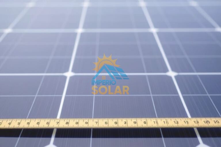 Um painel solar com uma régua para medição.