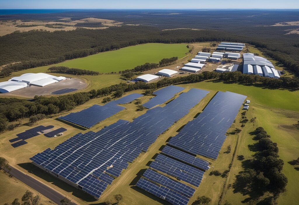 Um projeto de armazenamento de bateria de 5MW em escala comunitária na Austrália, integrado com painéis solares no telhado, ilustra a crescente penetração da energia solar.