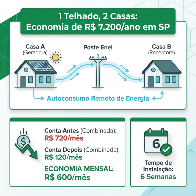 Infográfico de retorno financeiro do sistema solar na Vila Constância, São Paulo
