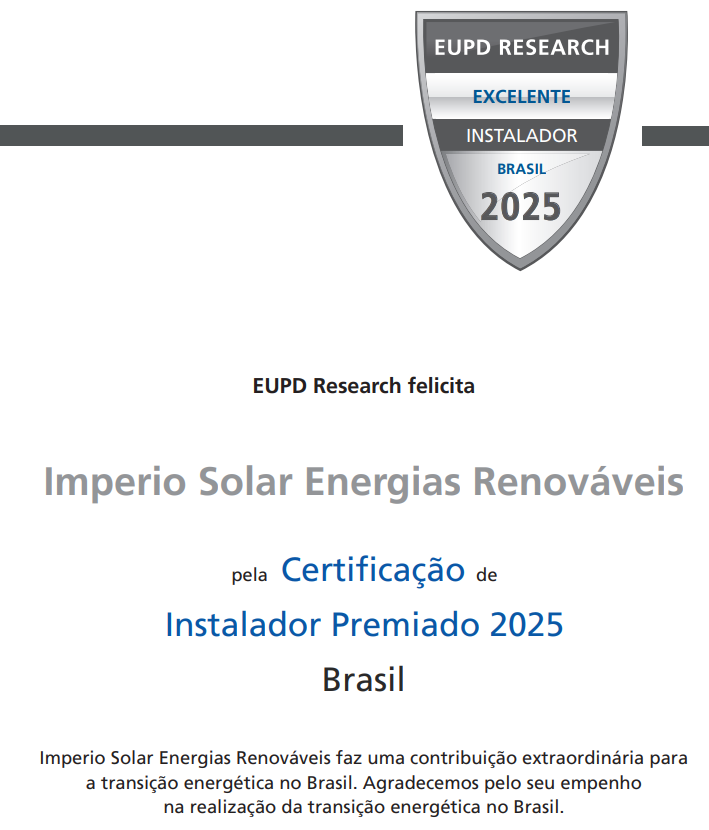 Premio recebido pela Imperio Solar EUPD 2025