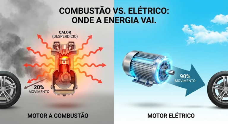 O Veredito da Ciência: Por que o Carro Elétrico é 6 Vezes Mais Eficiente que o Motor a Combustão