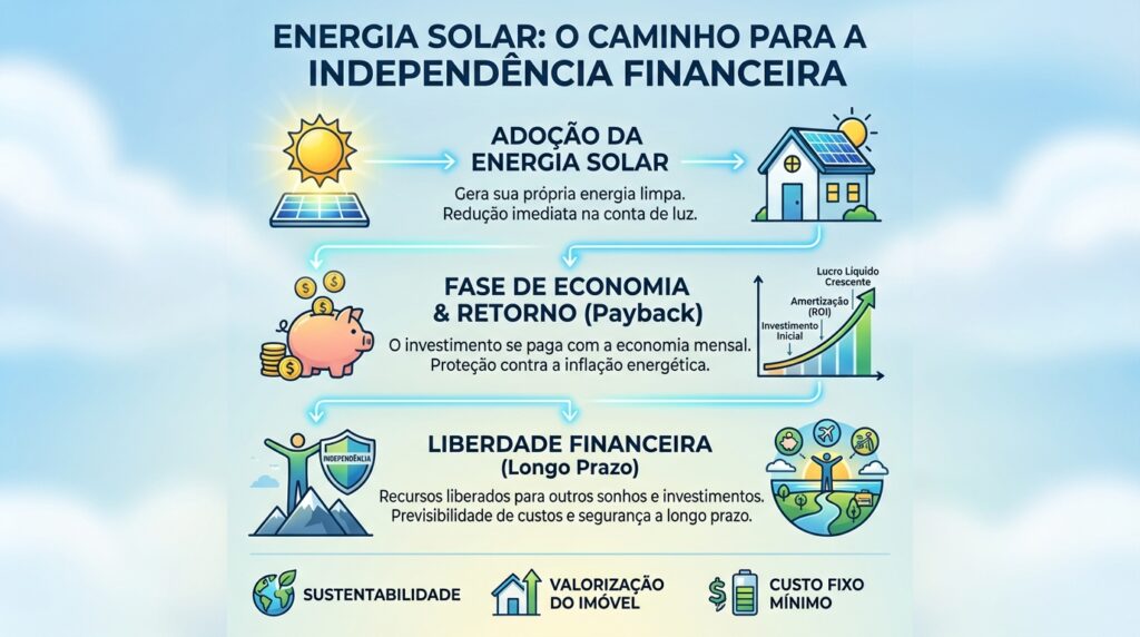 Infográfico sobre energia solar - Energia Solar e Independência Financeira