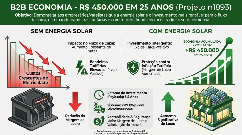 Infográfico ilustrando a economia superior a R$ 450 mil e o retorno comercial acelerado